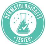 FDA inspected and dermatologically tested badge.